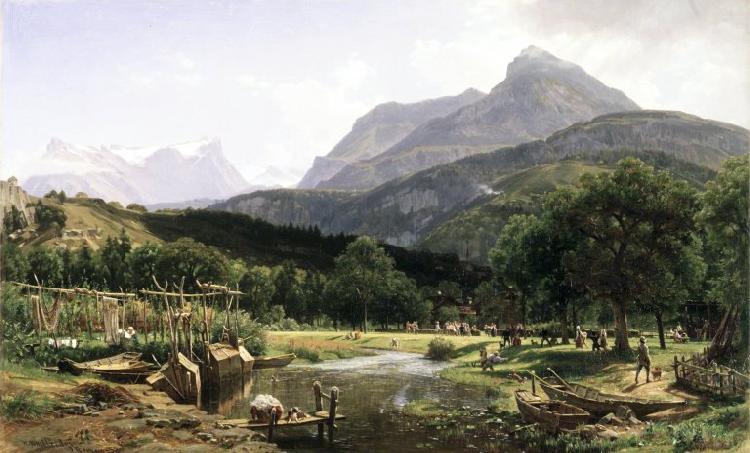 Worthington Whittredge View Near Brunnen on Lake Lucerne China oil painting art